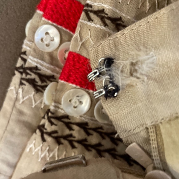 french connection khaki linen pants with buttons/ribbon size 10 - Picture 6 of 6